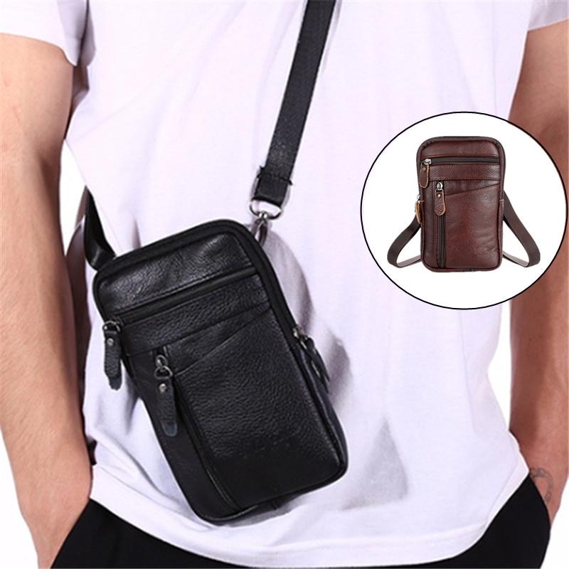 Multifunktions-Schultertasche aus Leder, Umhängetasche, Handtasche, Gürteltasche für Herren, Freizeit, Freizeit