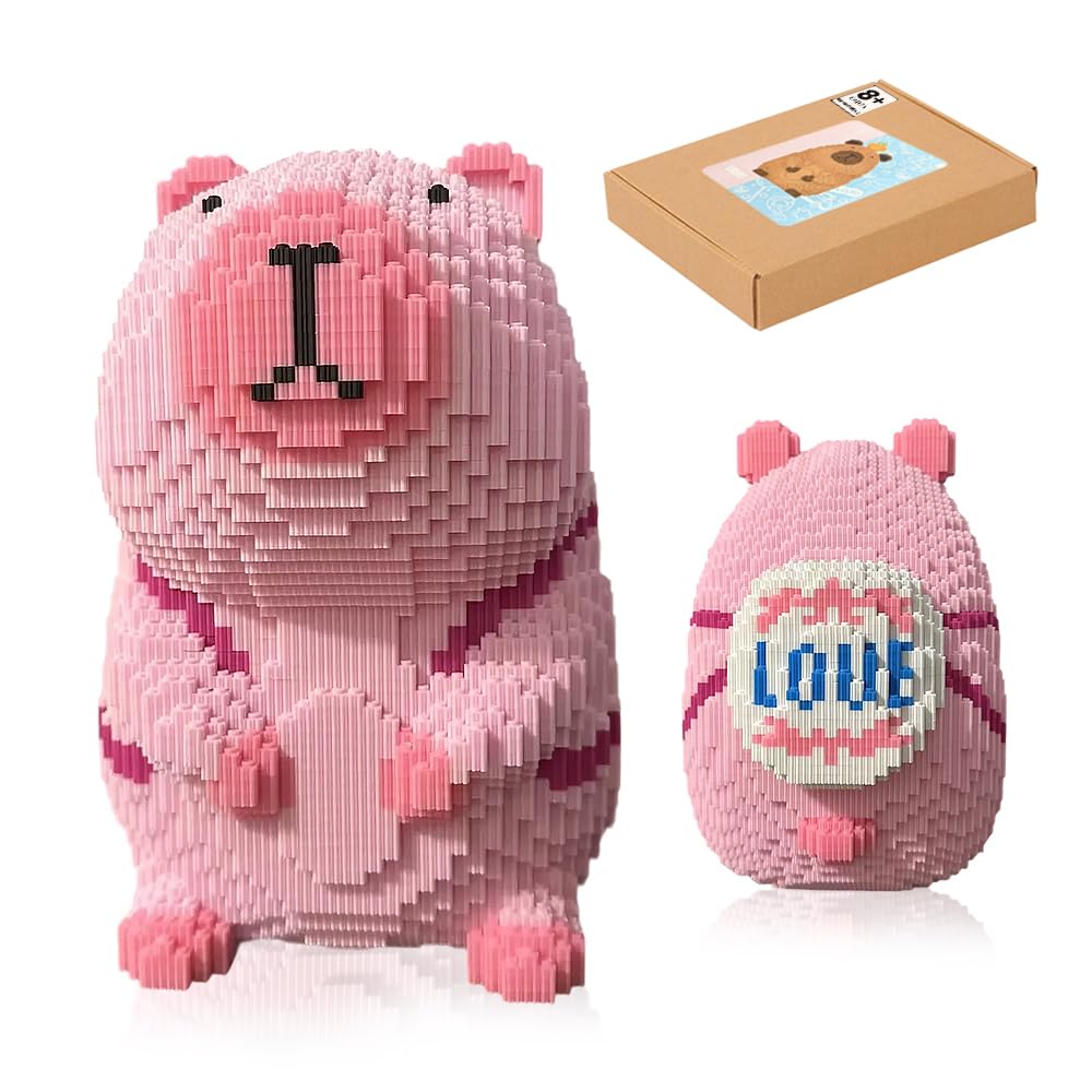 EC Light Capybara 3D Block Puzzle - 800 Pieces Pixel Blocks - Adult Intermediate/Advanced DIY Mosaic Art - 21x36cm - Educational Toy - Fashionable Int