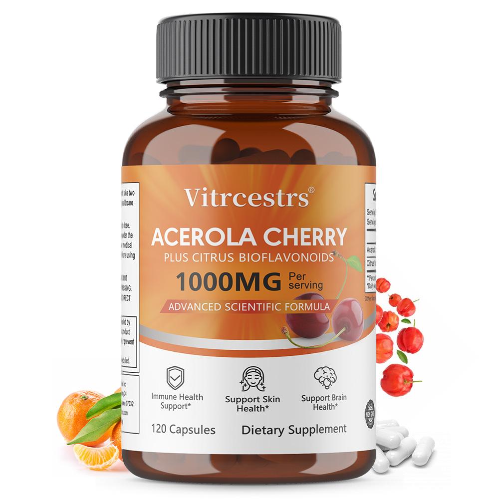Vitrcestrs Acerola Cherry 1000mg Capsules with Citrus Bioflavonoids,120 Capsules