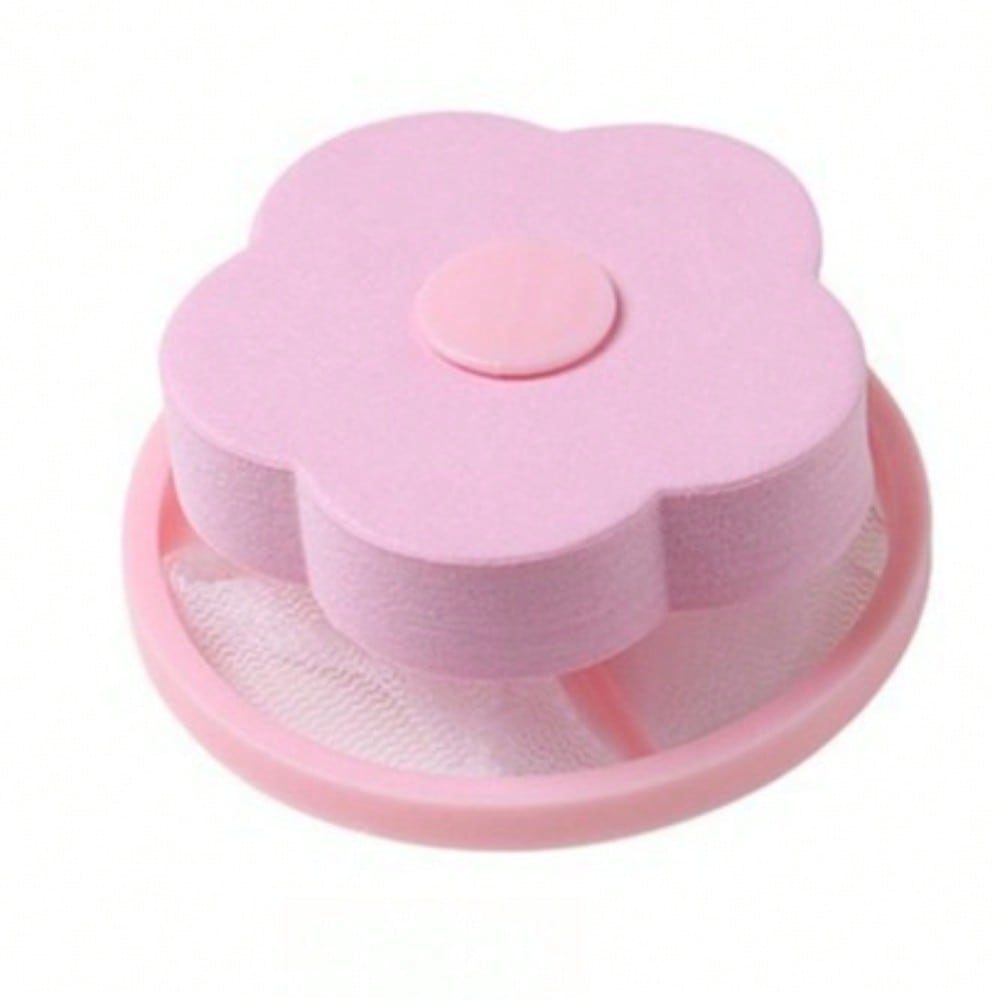

1pcs Reusable Laundry Hair Catcher Balls - Easy-To-Use Floating Lint & Pet Fur Filter For Washing Machine, Flower Design For Efficient Debris Removal Pink