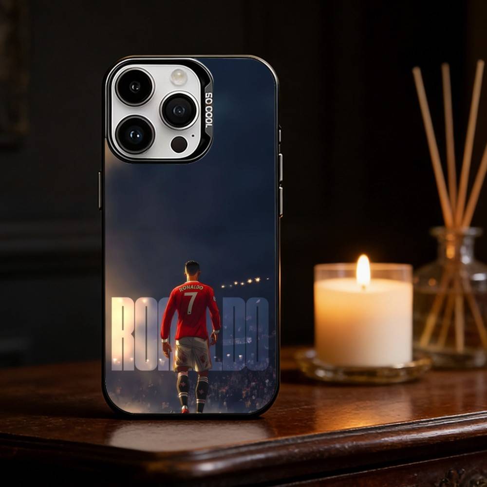 CR7 C-Cristiano R-Ronaldo Pouzdro na telefon Barva Stříbrný kryt Pro IPhone 17 16 15 14 13 12 11 Pro Max Plus
