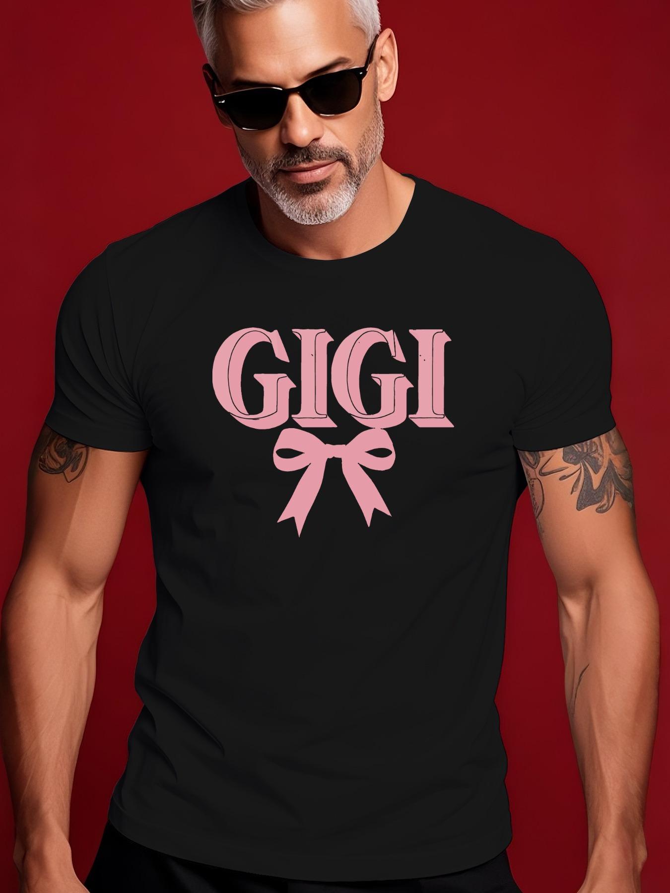 GIGI Bow Graphic Casual Tshirt - Navy Blue with Pink Lett... XXXL