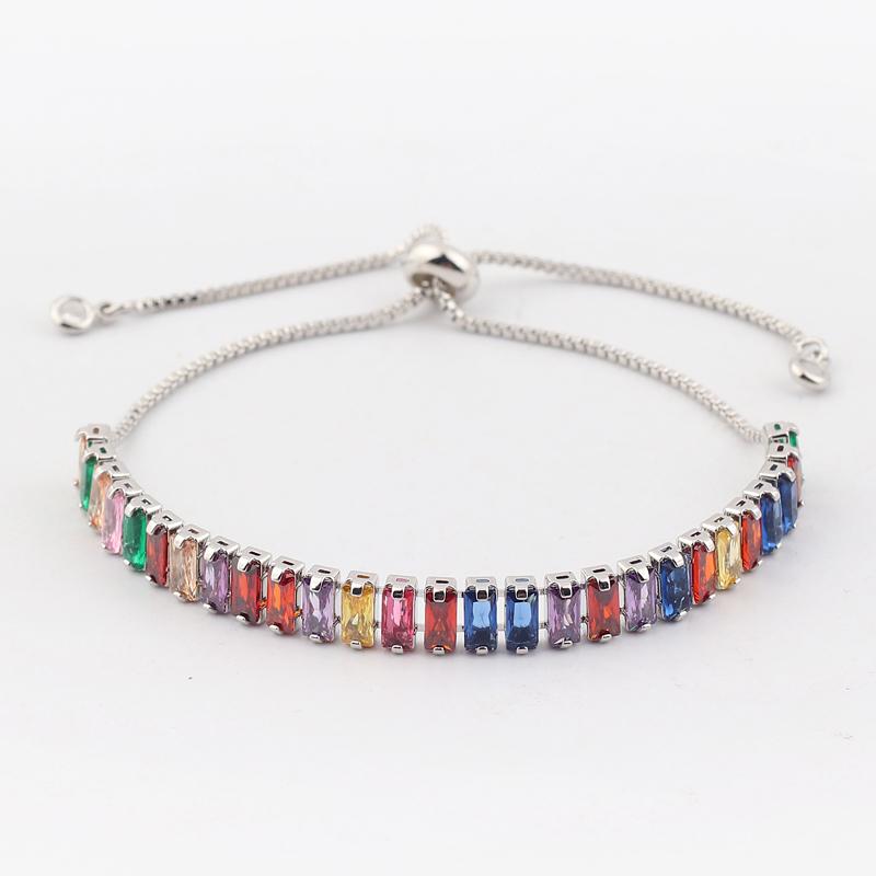 Women's Gold Colorful Choker Necklace Shiny Rainbow Crystal Zircon Tennis Chain Statement Jewelry Dropshipping