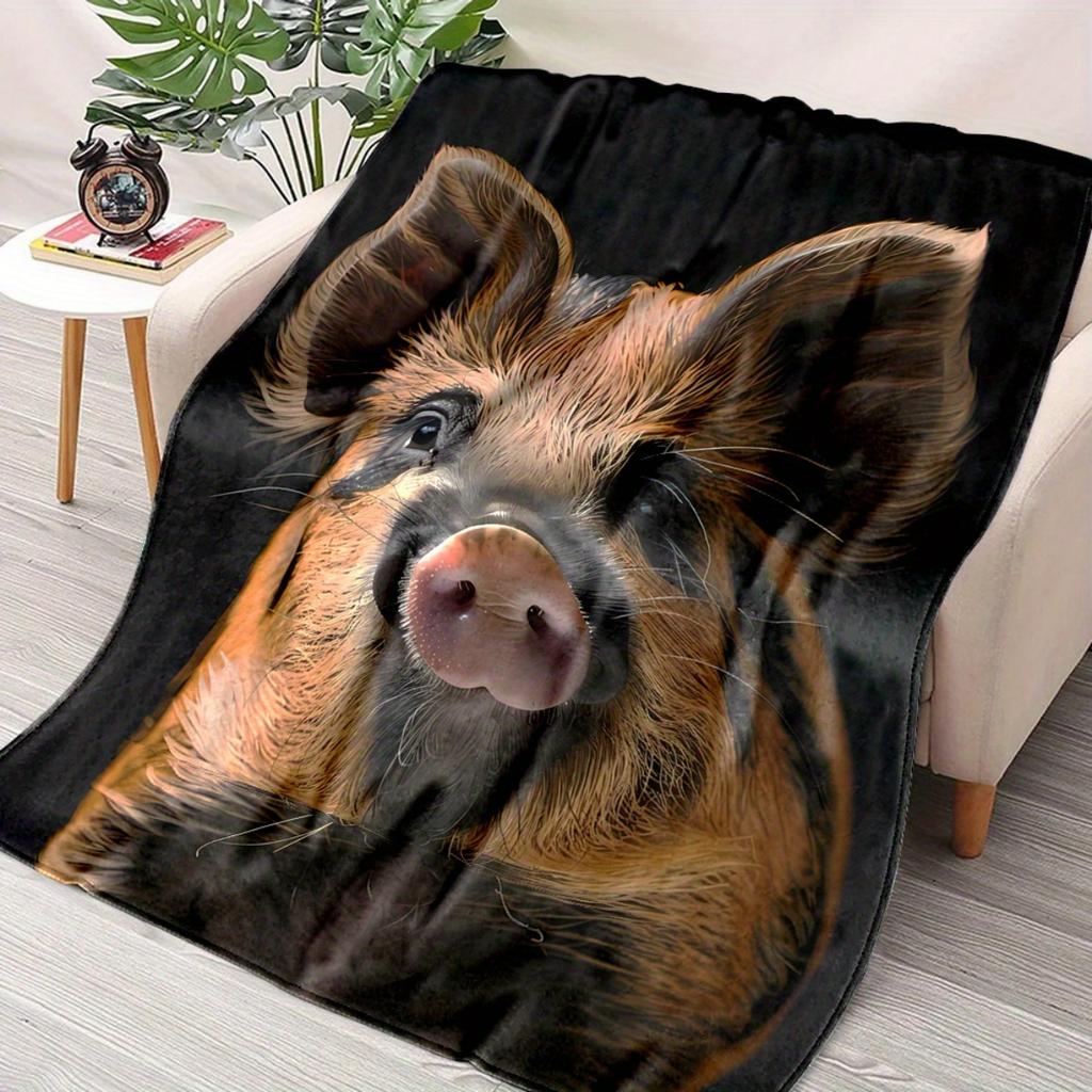 Cartoon pig print flannel blanket, suitable for sofas, beds, offices, travel, camping, Christmas gifts, and presents for friends