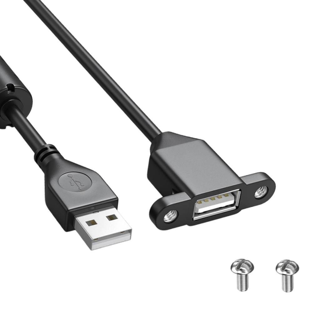 Prodlužovací kabel USB pro nabíjení s USB 2.0 konektorem (samec-samice), montáž do panelu s otvorem pro šroub pro telefony, notebooky, myši