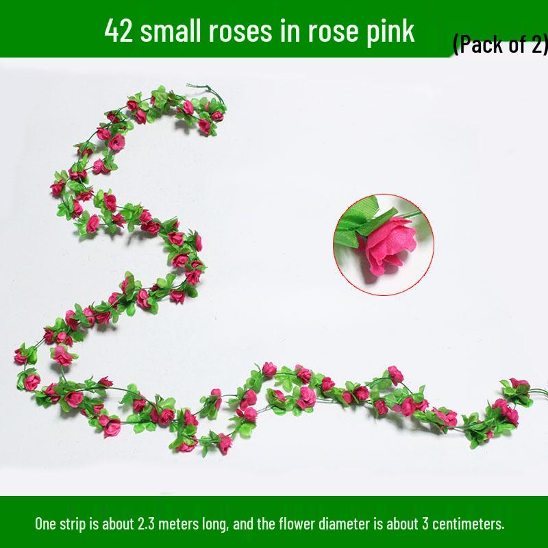 Artificial Rose & Green Leaf Vine for AC Decoration