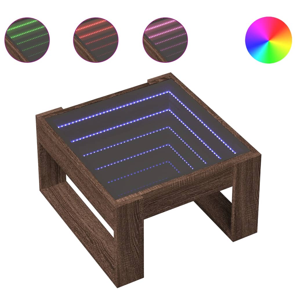Infinity LED Coffee Table in Brown Oak Effect 50 x 53 x 30 cm