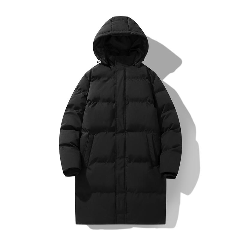 Thickened Medium To Long Cotton Jacket for Men and Women, Hooded Warm Bread Jacket, Windproof Couple Jacket, Men's Long Cotton Jacket