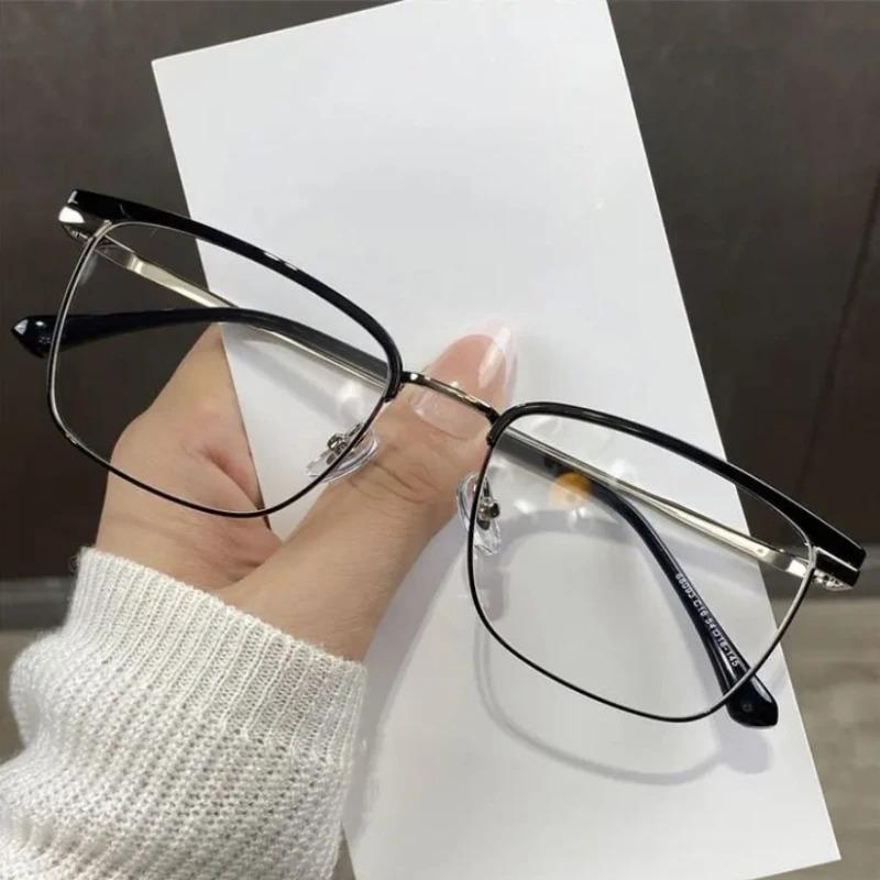 Fashionable Square Frame Myopia Glasses Men's Business HD Anti-blue Light Glasses Women's Eyepieces Diopter 0 To -4.0