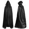 Halloween Cape Black Hooded Medieval Wizard Robe Cosplay Costume Adults Kids Halloween Performance Cloak