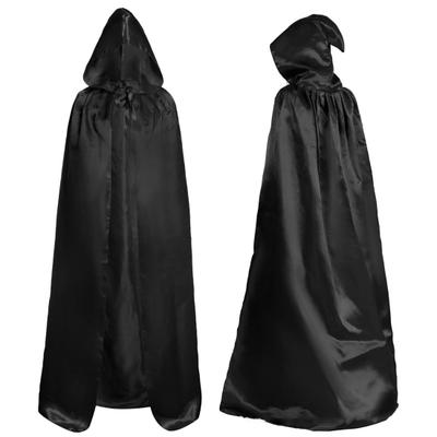 Halloween Peleryna Czarny Kaptur Średniowieczny Czarodziej Szata Cosplay Kostium Dorosłych Dzieci Halloween Wydajność Płaszcz