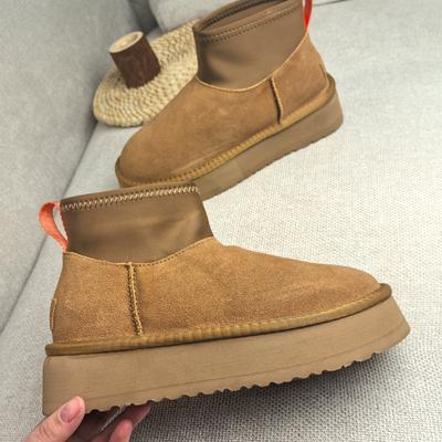 Botas elásticas botas de mujer zapatos de nieve para mujer botas de nieve de plataforma para mujer zapatos de algodón engrosados de terciopelo de invierno piel de vaca auténtica