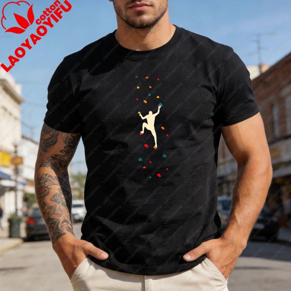 Climbing Lover T Shirt Men TShirt Summer Casual Fashion Cotton Short Sleeve Juggling Silhouette Design Fun Streetwear Gift Top