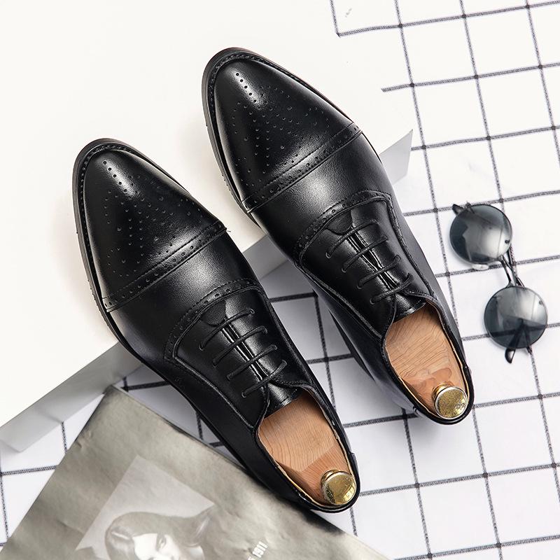 Men s Large Leather Shoes – Spring/Autumn Trendy Formal Pointed Toe Casual British Style 43