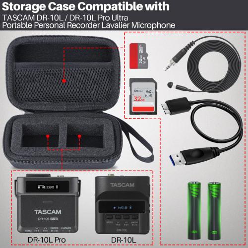 Lebakort Storage Case Compatible with TASCAM DR-10L/DR-10L Pro Lavalier Microphone Recorder