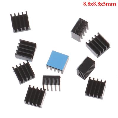 10 ks 8,8x8,8x5 mm černý hliníkový chladič s tepelnou podložkou