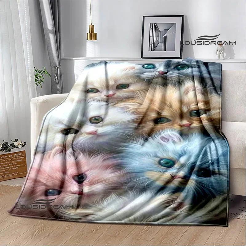 3D Cute Cat Printed Blanket Flannel Warm Blankets Soft and Comfortable Blanket Bed Linings Cubre Cama Birthday Gift