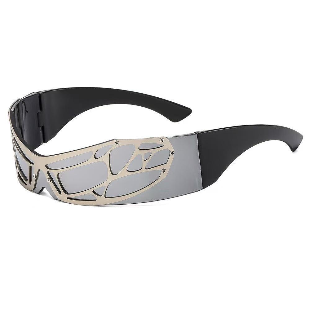 Trendy Rimless Metal Decorated Futuristic Sunglasses
