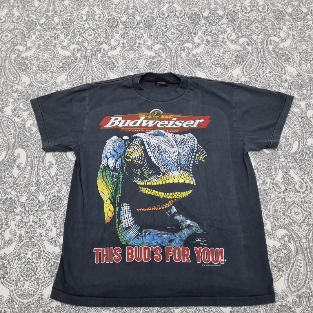 Винтажная футболка Budweiser Мужская Женская Футболки Топ Хамелеон Принт Большая Футболка 90-е Графика Пиво 3XL