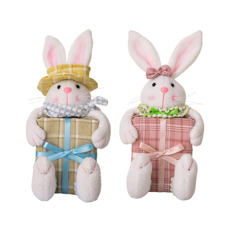 

Easter Rabbit Miniatures Lovely Rabbit with Gift Miniatures for Kid Girl Home Room Office Cab Interior Accessory 1