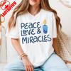 Peace Love Miracles Shirt Jewish Christmas Tops Happy Hanukkah Shirt Hipster Short Sleeve Comfortable Personality Sweatshirt