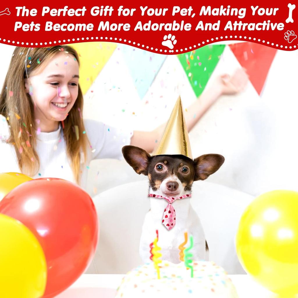 Chumia 100 Pcs Adjustable Dog Ties Set Includes 50 Bow Ties 25 Neckties 25 Flower Neck Tie Assorted Bowtie Collar Grooming Accessories for Medium