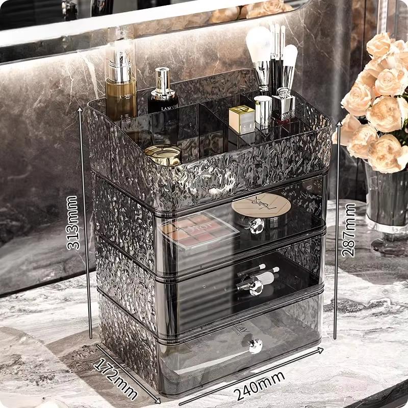 

Acrylic Luxury Cosmetics Storage Box Organizer Table Transparent Dust-proof Makeup Lipstick Drawer Tall Cosmetics Organizer Case