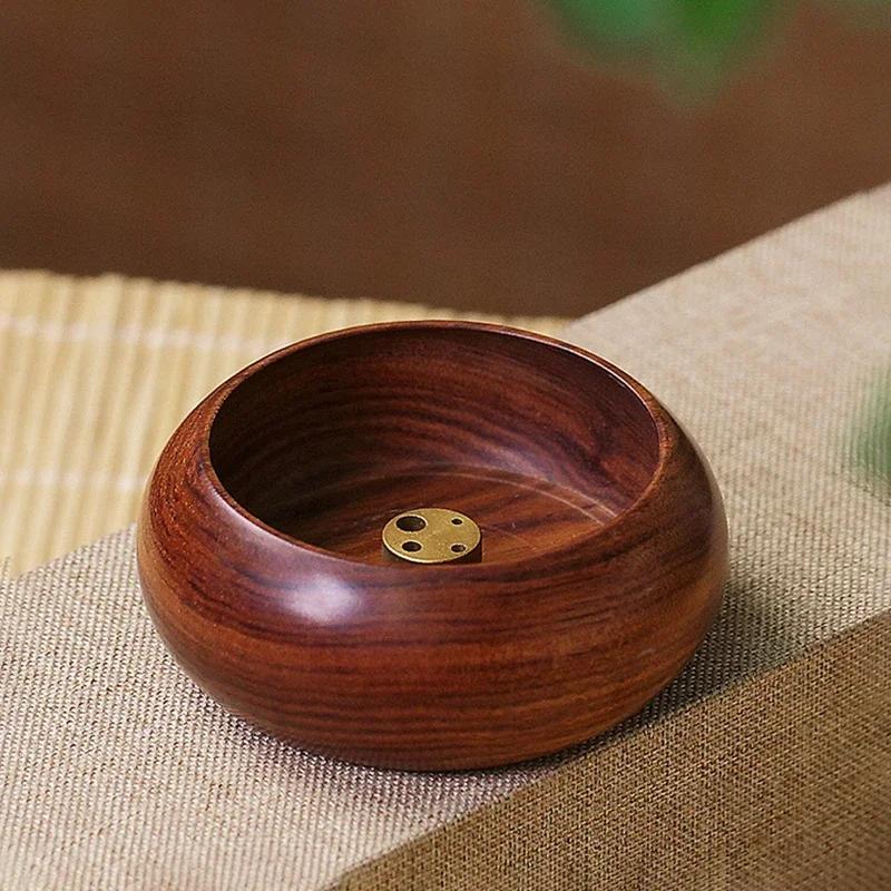 Wooden Bowl Type Mini Incense Holder Rosewood Incense Burner Stick Holder Bowl Shape Censer Home Decoration Smell Aromatic
