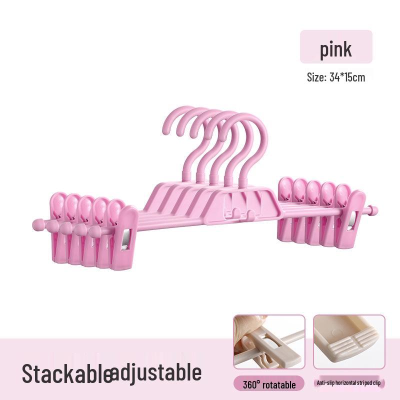 Seamless Non-Slip Pants Hangers with Double Clips - Clothes Drying and Storage Rack Clips