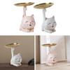 Cartoon Cat Statue with Tray Art Crafts Fine Workmanship Collecting Table Ornament for Bedroom Shelf Entrance Living Room Porch