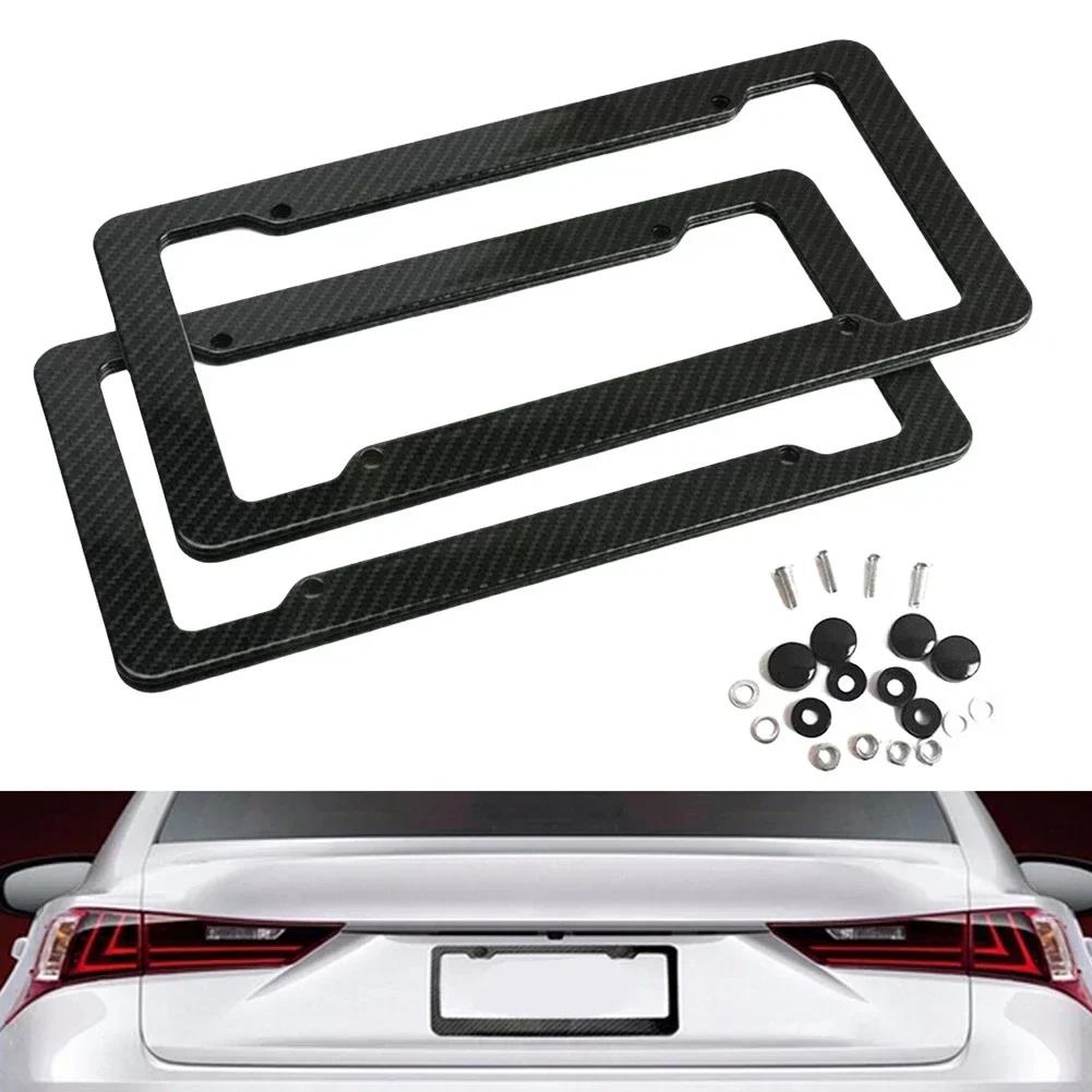 Number Plate Holder Carbon Fiber Car License Plate Frame Holder Car License Plate Frame Label Universal Auto Parts License Plate Covers Frames 6
