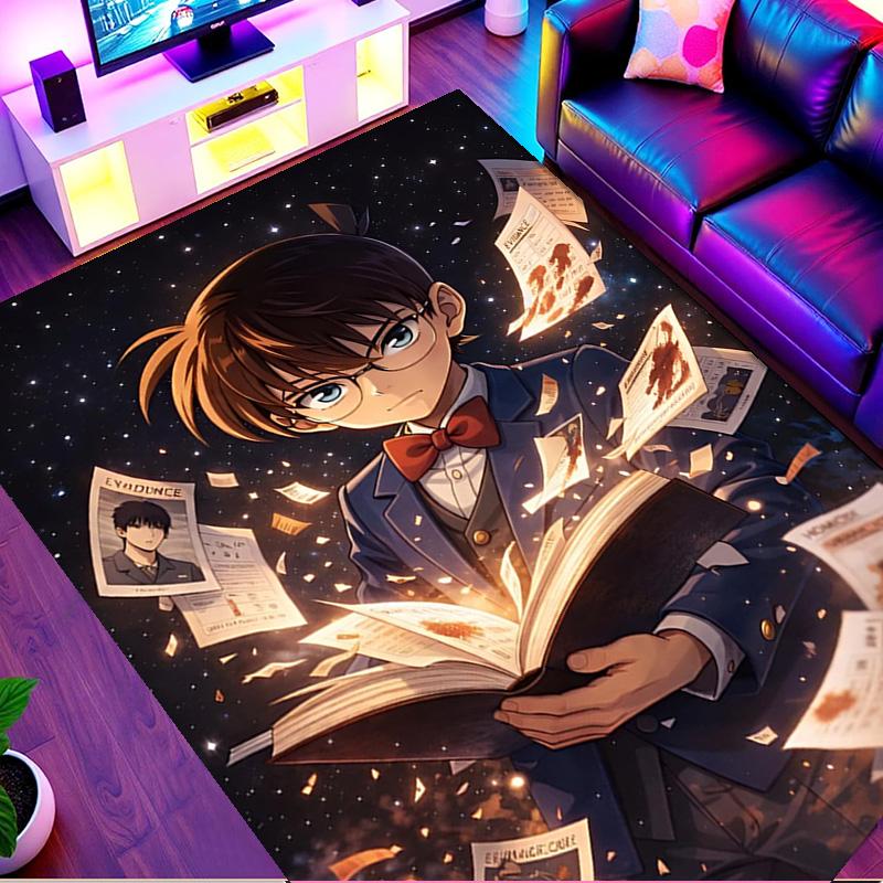 Detective Conan Print Rug, Washable Floor Carpet, For Entryway Dorm Laundry Room Office Study, Home Decor Birthday Christmas Gift