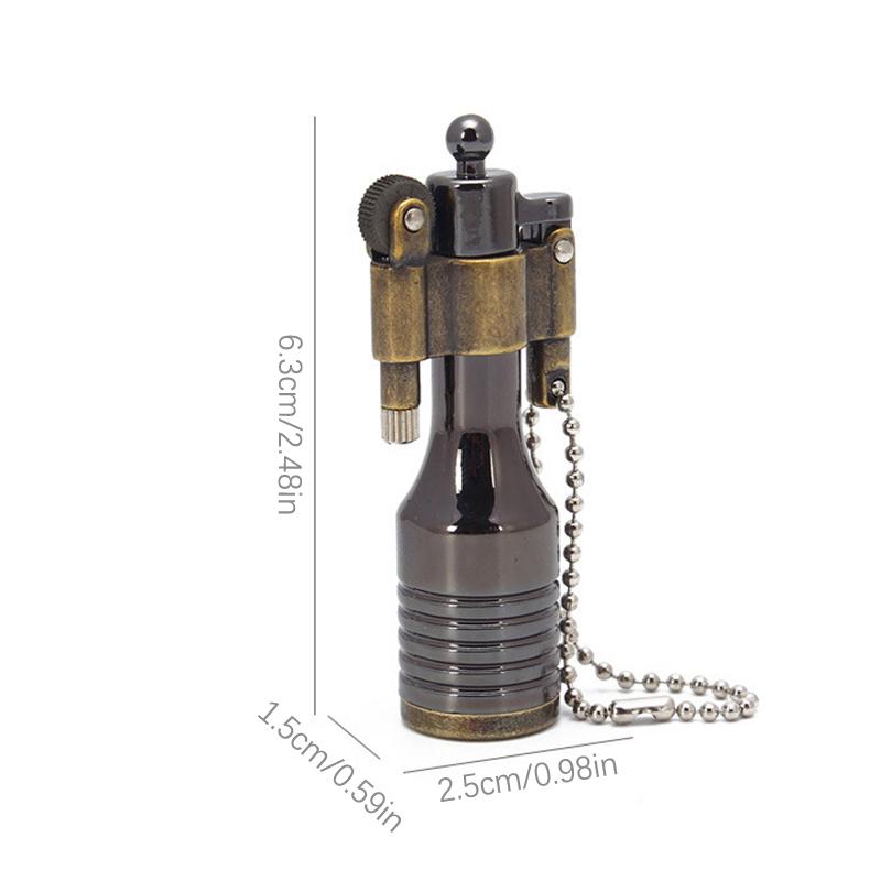 Retro Torch Lighter Grinding Wheel Oil Lighter Key Chain Metal Cigarette Lighter