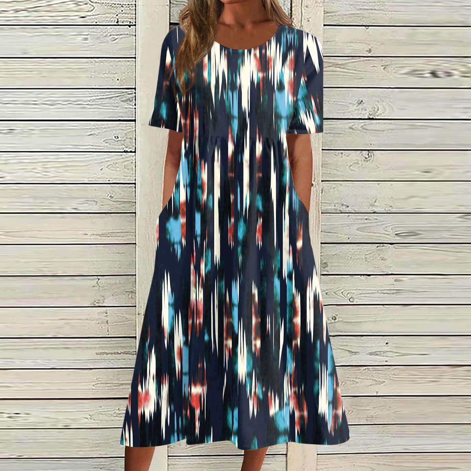 Жен. Повседневные платья Платья с принтами Летние платья С принтами Плиссированные — фото 6