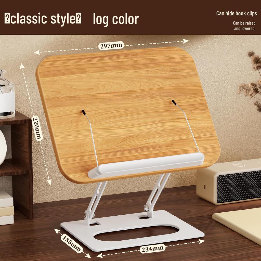 Walnut Rotatable Desktop Book Stand for Adults - Multifunctional and Adjustable