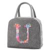 Reusable Insulated Lunch Bag Canvas Insulated Lunch Storage Bag Ladies Men's Portable Lunch Bag Waterproof Letter Pattern