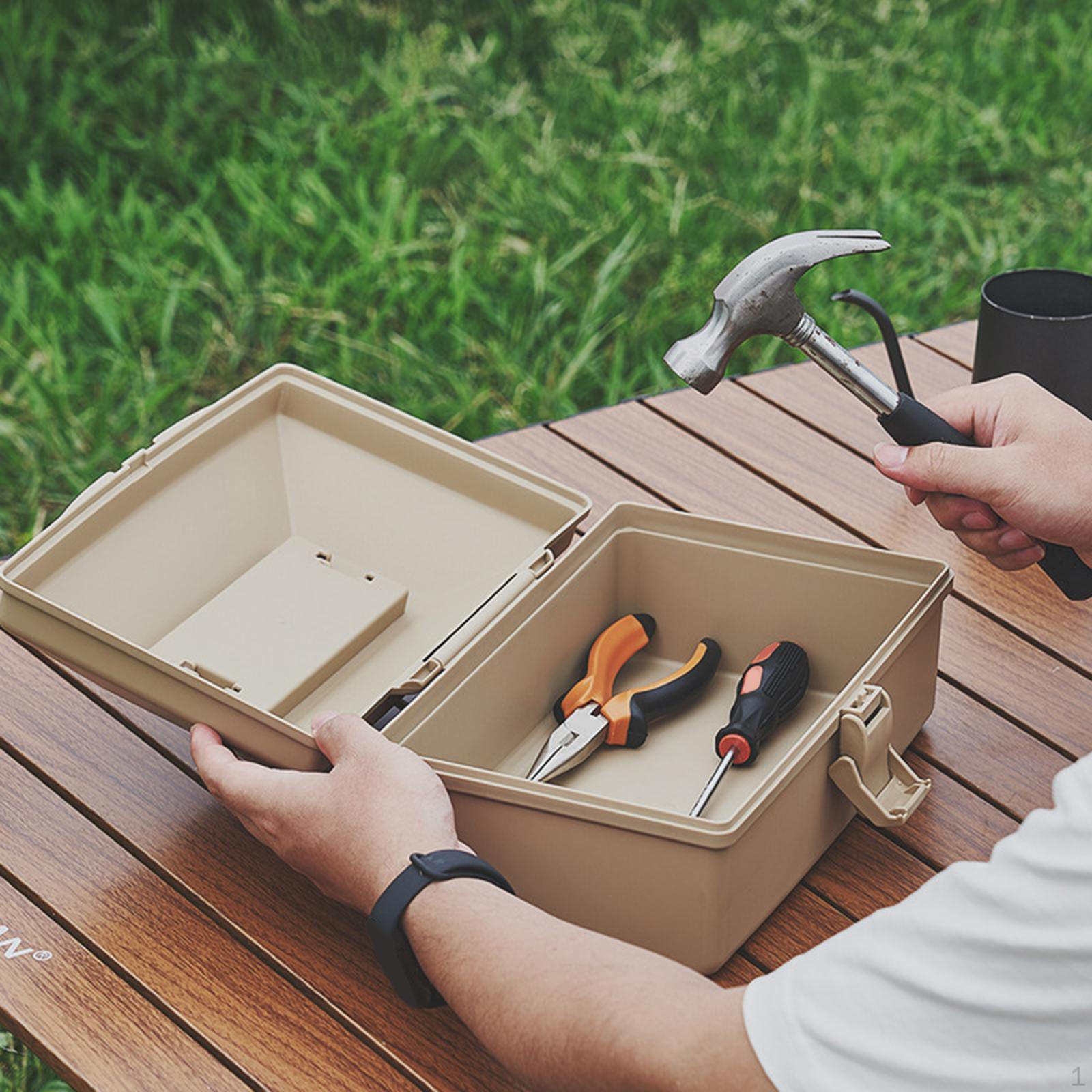 

Portable Tool Box Car Trunk Organizer Lightweight Storage Waterproof Bin Utensils Light Brown