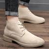 Men Boots Leather Suede Shoes Men Fashion Chelsea Ankle Boots Men'S Shoes Man Lace-Up Casual Shoes Male Comfortable Outdoor Boot