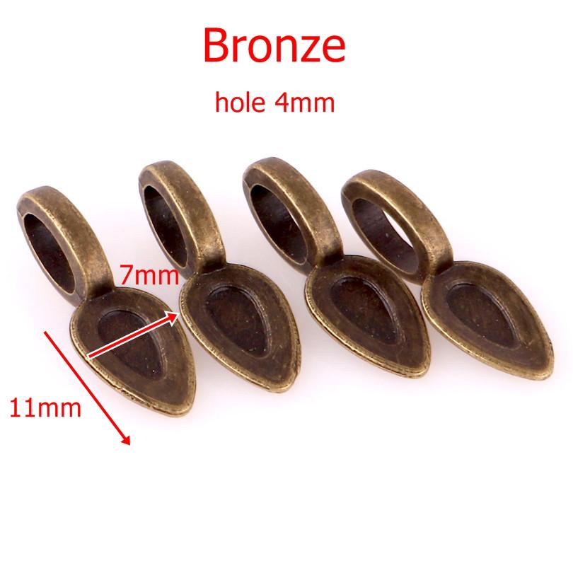 50PCS Tibetan Style Alloy Glue on Flat Pad Bails Water drops Rectangle Shape Pendants Charms Connector Hanger for Jewelry Making