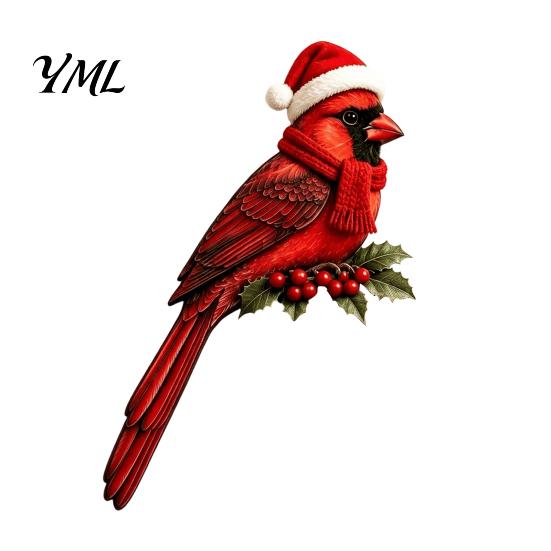 Festive Home Wall Decor Wooden Bird Door Topper, Cute Christmas Corner Statue, Woodland Animal Frame Topper Art Sign for Winter Holiday Window Decor,