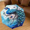 1PC Peacock Flowers Automatic Open/Close Umbrella Compact Folding Umbrella with 8-Rib Shaft lightweight esign, Highquality Fabric1215A