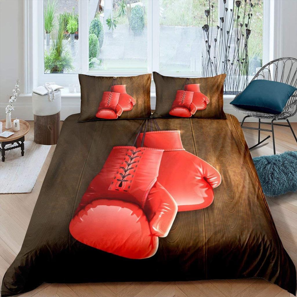 Boxing Gloves Duvet Cover Collection King Queen Full Size Polyester Comforter Cover For Kids Boys Girls Bedding Collection With Pillowcase