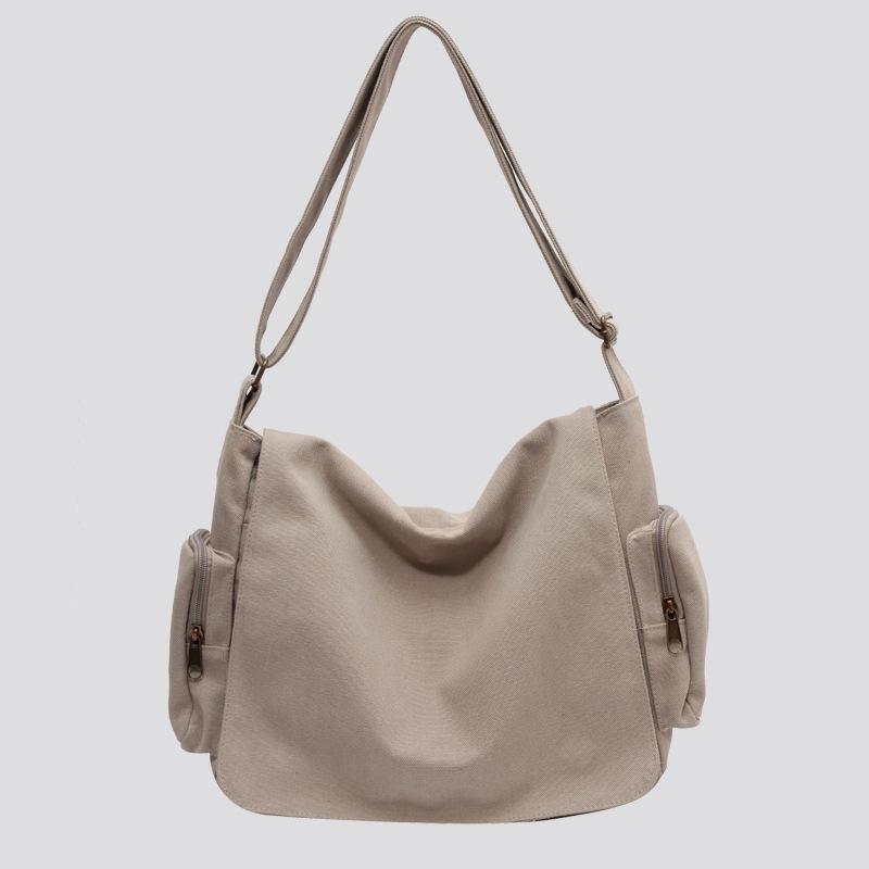 

Vintage Motorcycle Canvas Messenger Bag: Large Capacity Crossbody for Students - Washable, Shoulder Style for Autumn/Winter брудно-білий