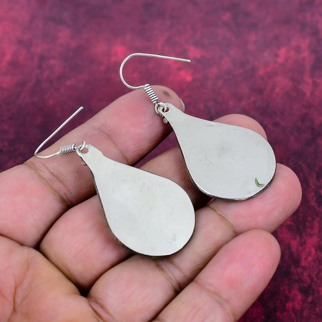 Coral & Lapis Lazuli 925 Solid Sterling Silver Nepali Earrings, Handmade Gemstone Earrings Jewelry, Gifts For Wife Brand New Earrings