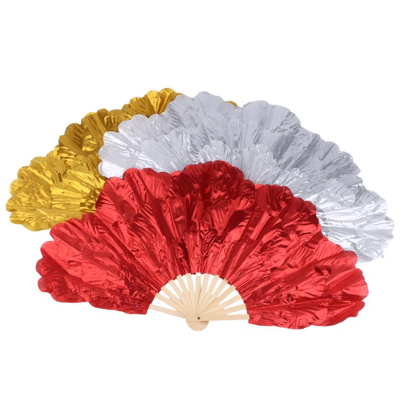 75Cm Peony Petal Dancing Fan Bright Cloth Double Side Yangko Dance Fan Ladies Hanfu Cheongsam Props Folding Hand Fans