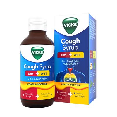 Cough Syrup, 100ml Bottle - Fast Relief for Dry & Chesty Coughs with Tulsi & Ginger, Ayurvedic Ingredients, Non-Drowsy Formula