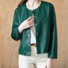 Maxza Round Collar Fake Leather Jacket Zb03jp002