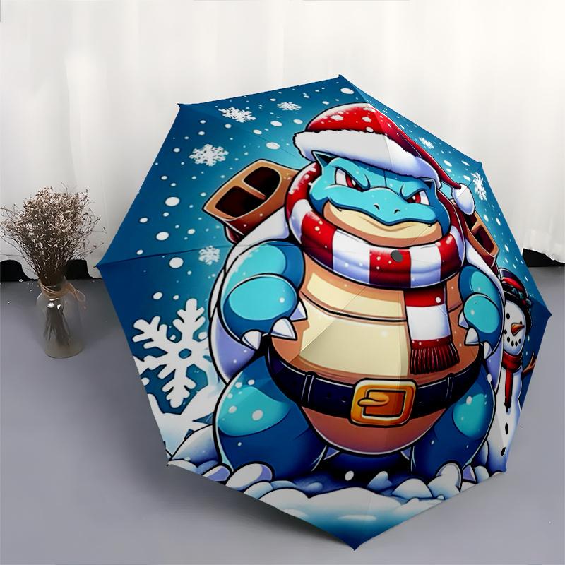 1pc Squirtle's Winter Wonderland Adventure Pattern Cartoon Practical Umbrella, Fashionable, Personalized, High-Value Folding Umbrella, a Must-Have for