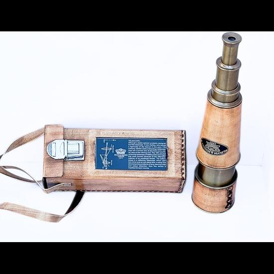 

Антикварный ретро-телескоп с большим увеличением и кожаным чехлом ручной работы в стиле пиратов, винтажная подзорная труба моряка