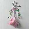 1 Piece Love Shaped Japanese Pudding Keychain Pink Yellow Egg Flan Charm Y2K Retro Aesthetic Beaded Accessory